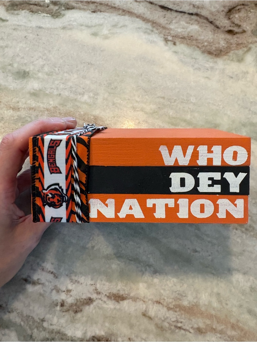 Who Dey Nation Wooden Block Stack - Orange and Black